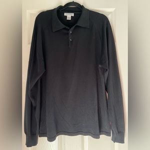 Anthology 100% silk long sleeve polo. Size XL black